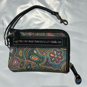 Dooney & Bourke Clutch Graffiti Rainbow Zip Card Wallet